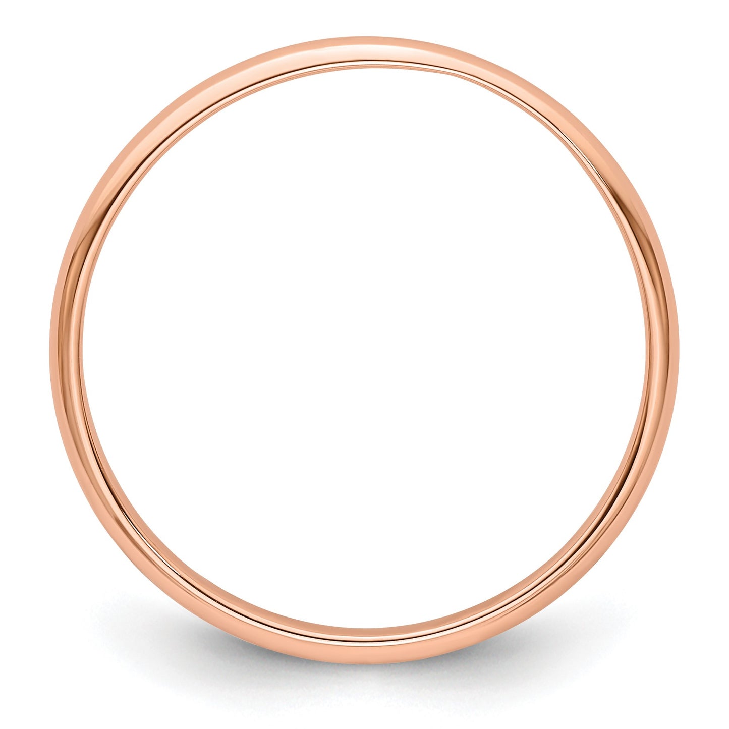14k Rose Gold 2mm Lightweight Half Round Wedding Band Size 4.5