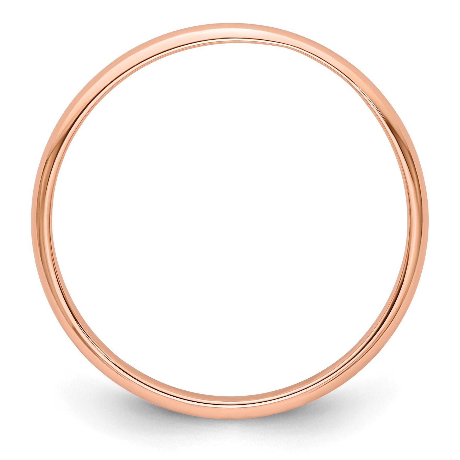 14k Rose Gold 2mm Lightweight Half Round Wedding Band Size 6