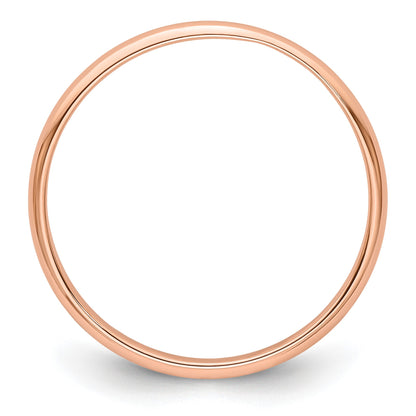 14k Rose Gold 2mm Lightweight Half Round Wedding Band Size 8.5