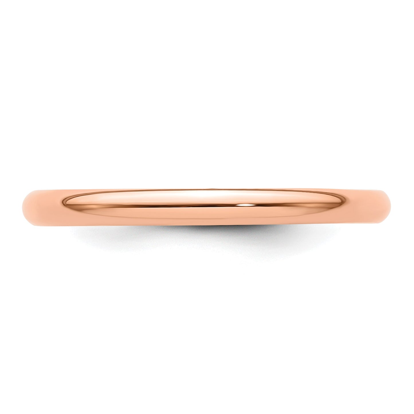 14k Rose Gold 2mm Lightweight Half Round Wedding Band Size 12.5
