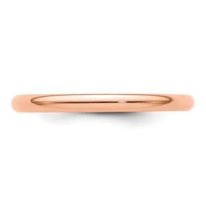 14k Rose Gold 2mm Lightweight Half Round Wedding Band Size 12.5