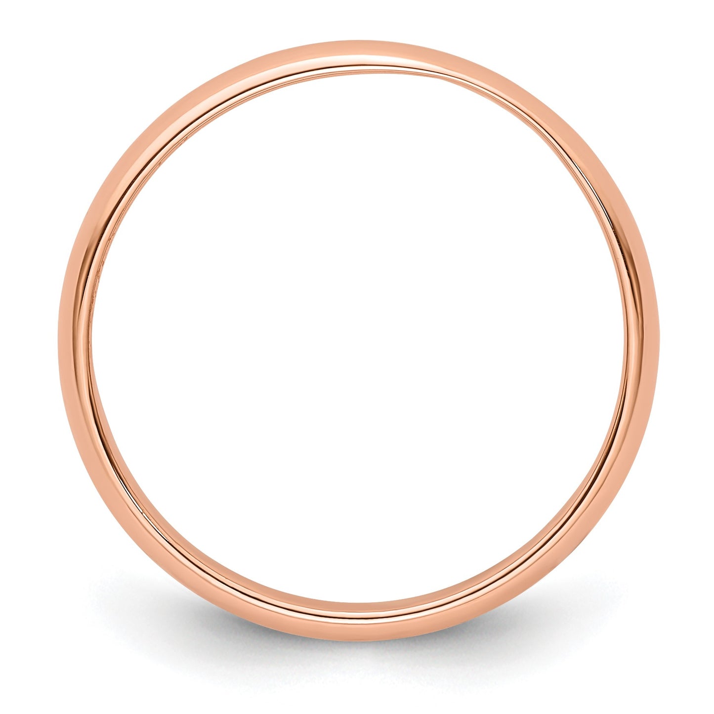 14k Rose Gold 3mm Lightweight Half Round Wedding Band Size 5.5