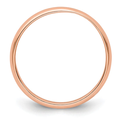 14k Rose Gold 3mm Lightweight Half Round Wedding Band Size 9.5