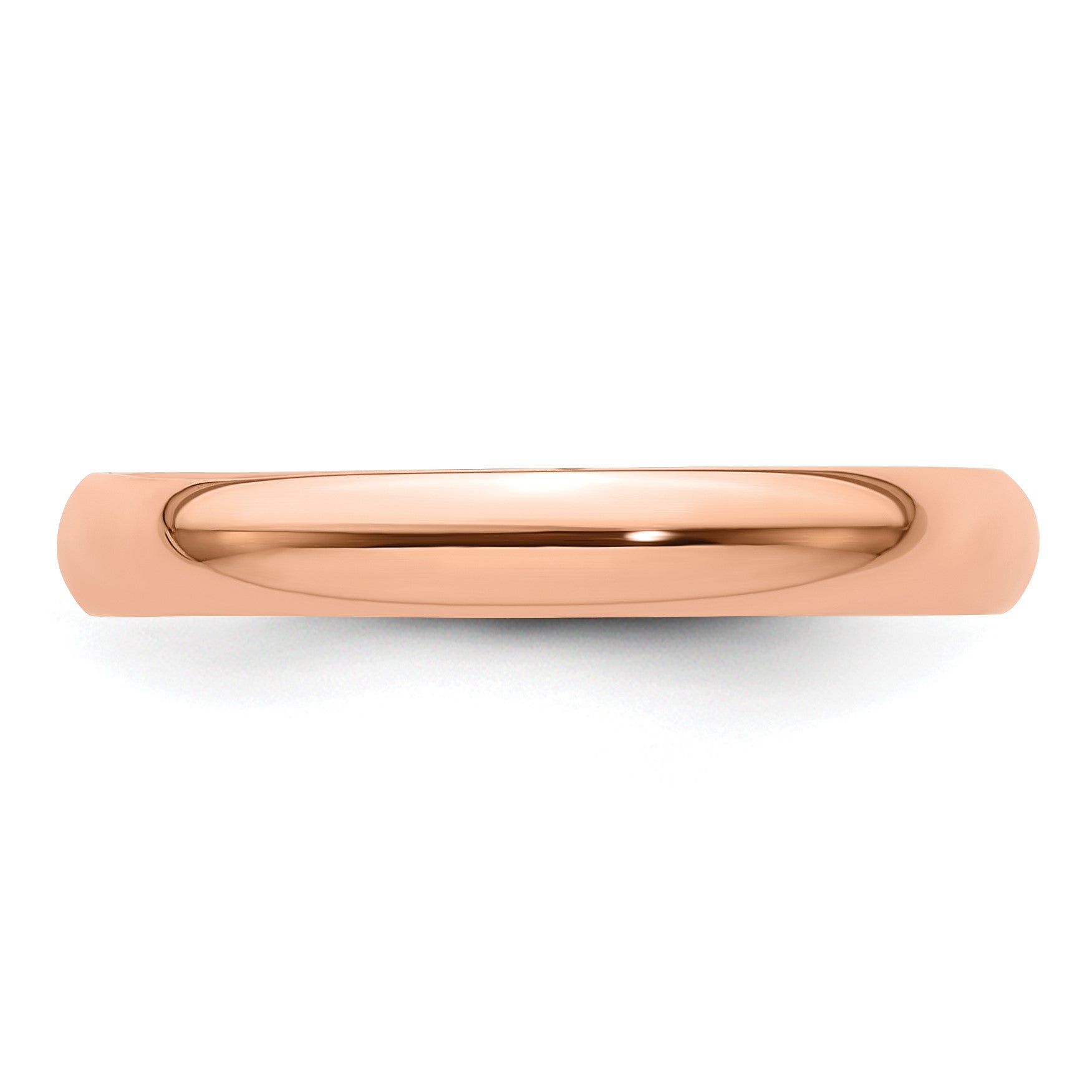 14k Rose Gold 3mm Lightweight Half Round Wedding Band Size 10