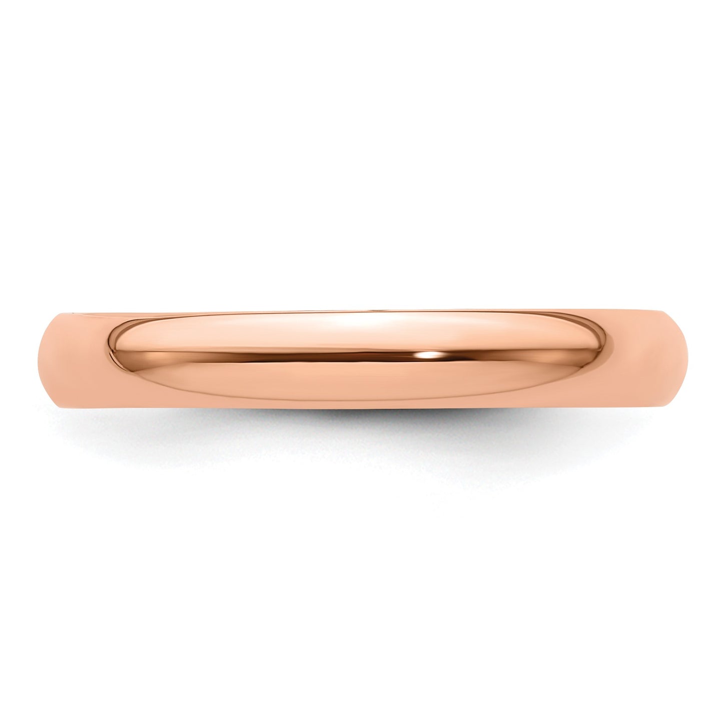 14k Rose Gold 3mm Lightweight Half Round Wedding Band Size 11