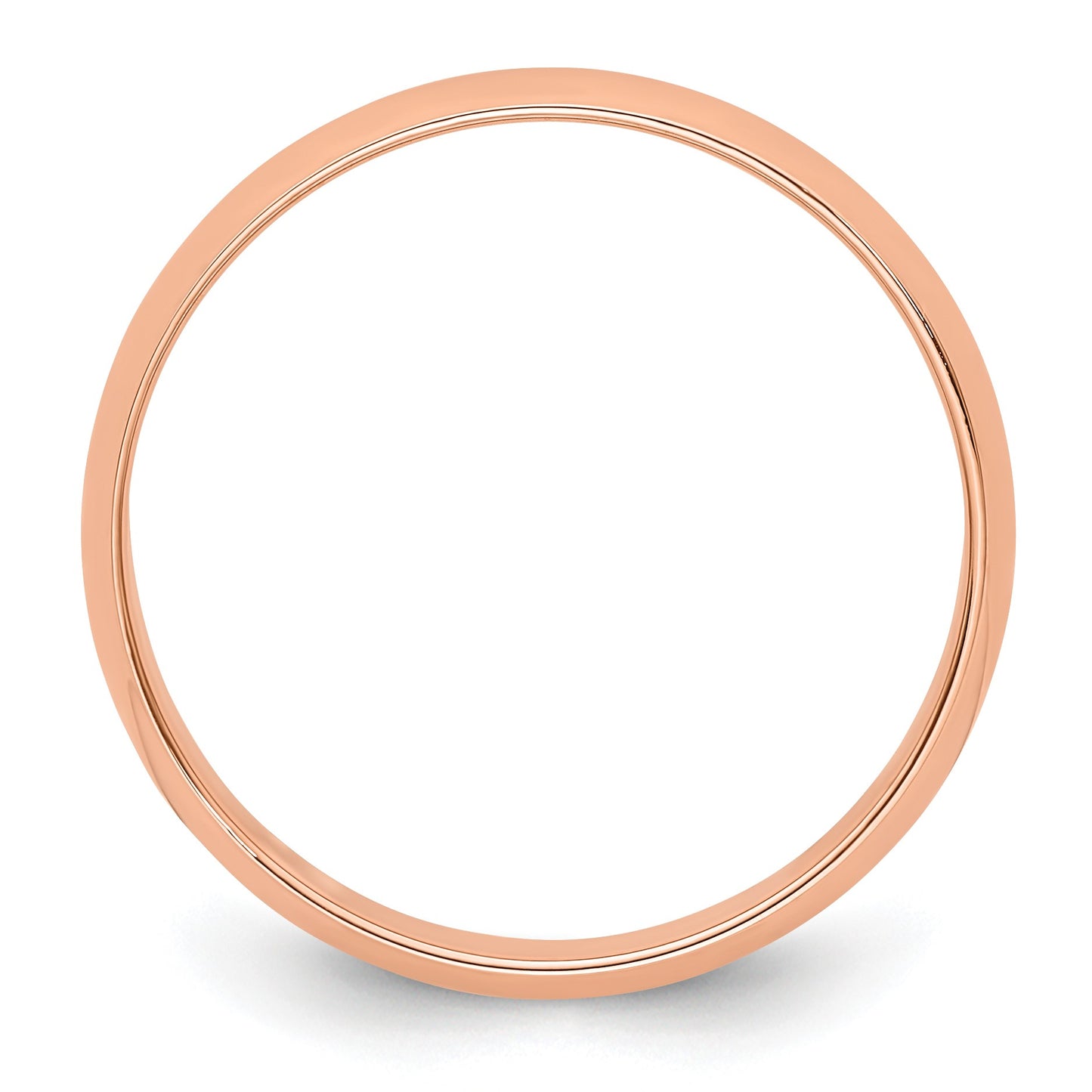 14k Rose Gold 4mm Lightweight Half Round Wedding Band Size 7.5