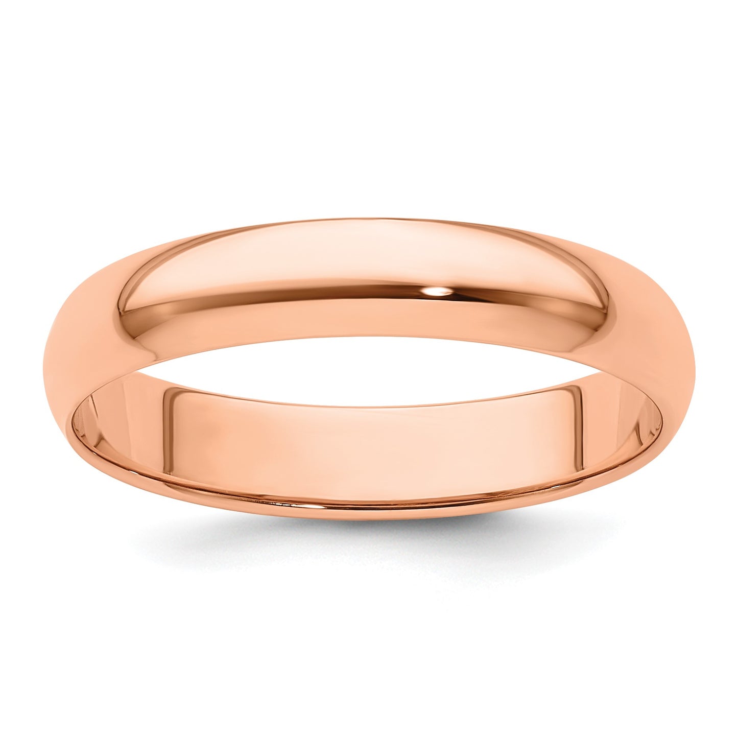 14k Rose Gold 4mm Lightweight Half Round Wedding Band Size 7
