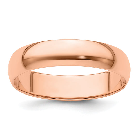14k Rose Gold 5mm Lightweight Half Round Wedding Band Size 10