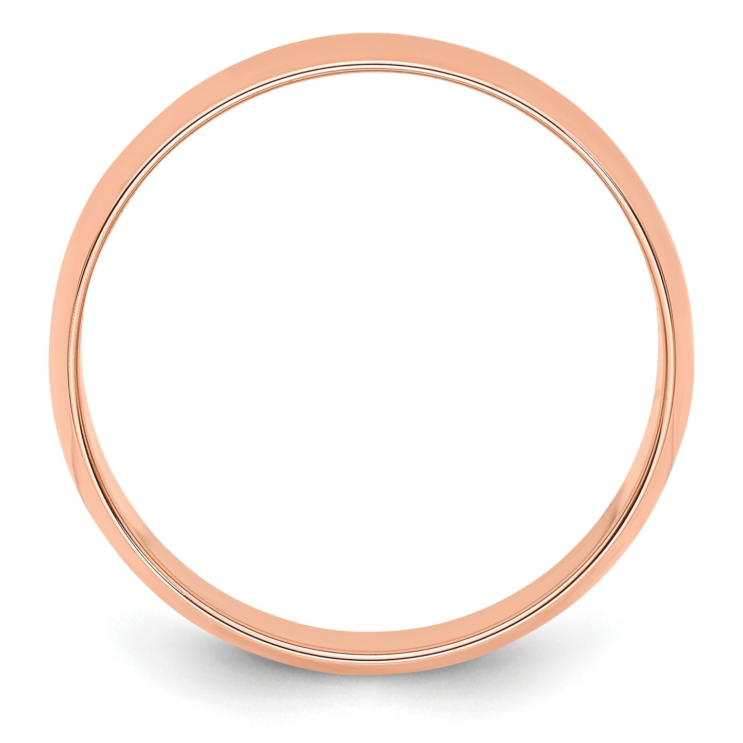 14k Rose Gold 6mm Lightweight Half Round Wedding Band Size 10