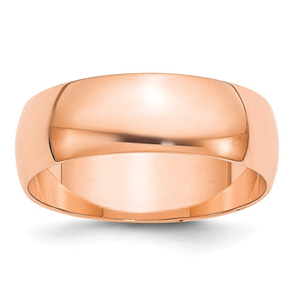 14k Rose Gold 6mm Lightweight Half Round Wedding Band Size 10