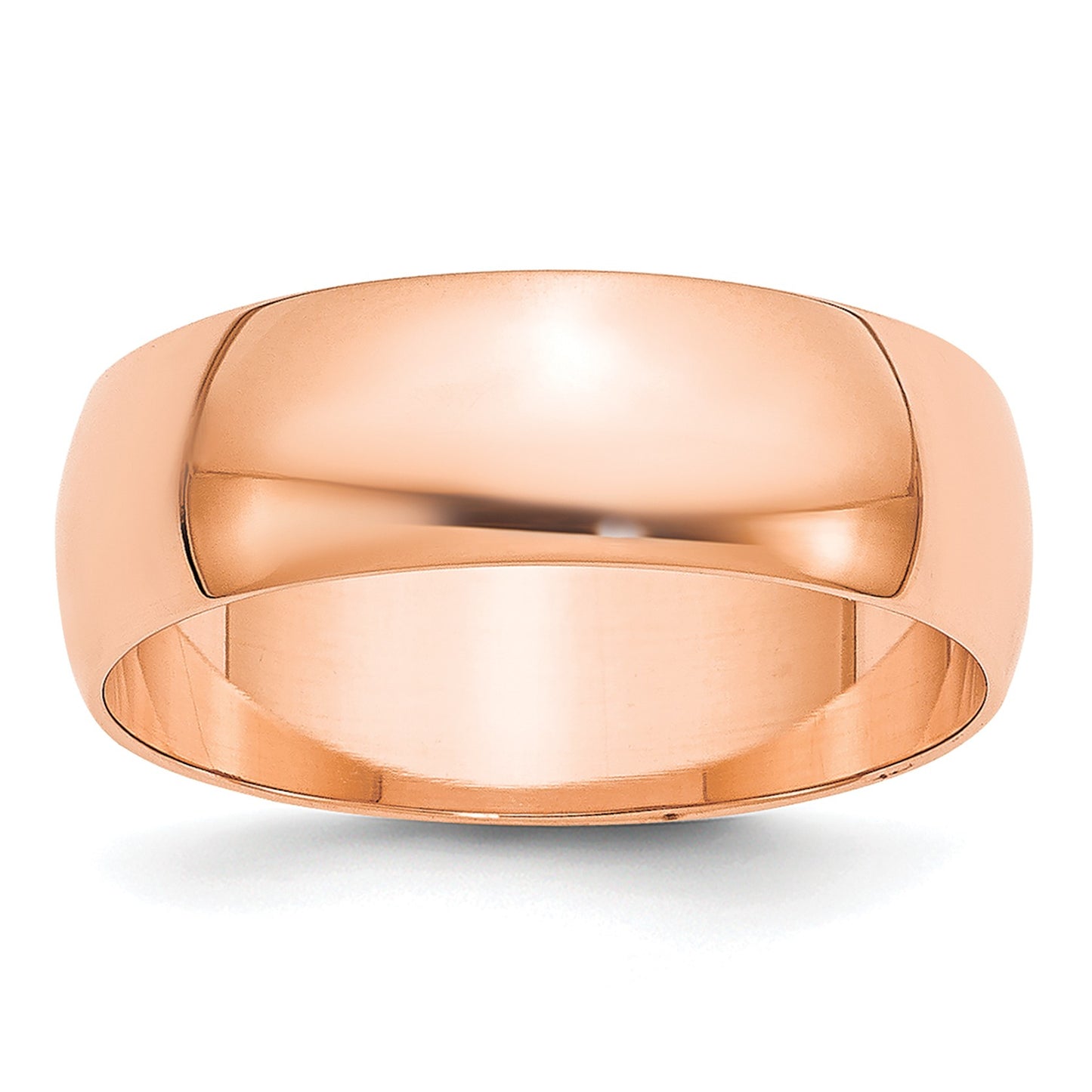 14k Rose Gold 6mm Lightweight Half Round Wedding Band Size 10.5