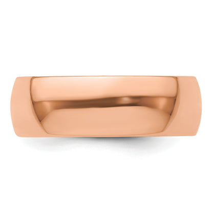 14k Rose Gold 7mm LTW Half Round Band Size 5