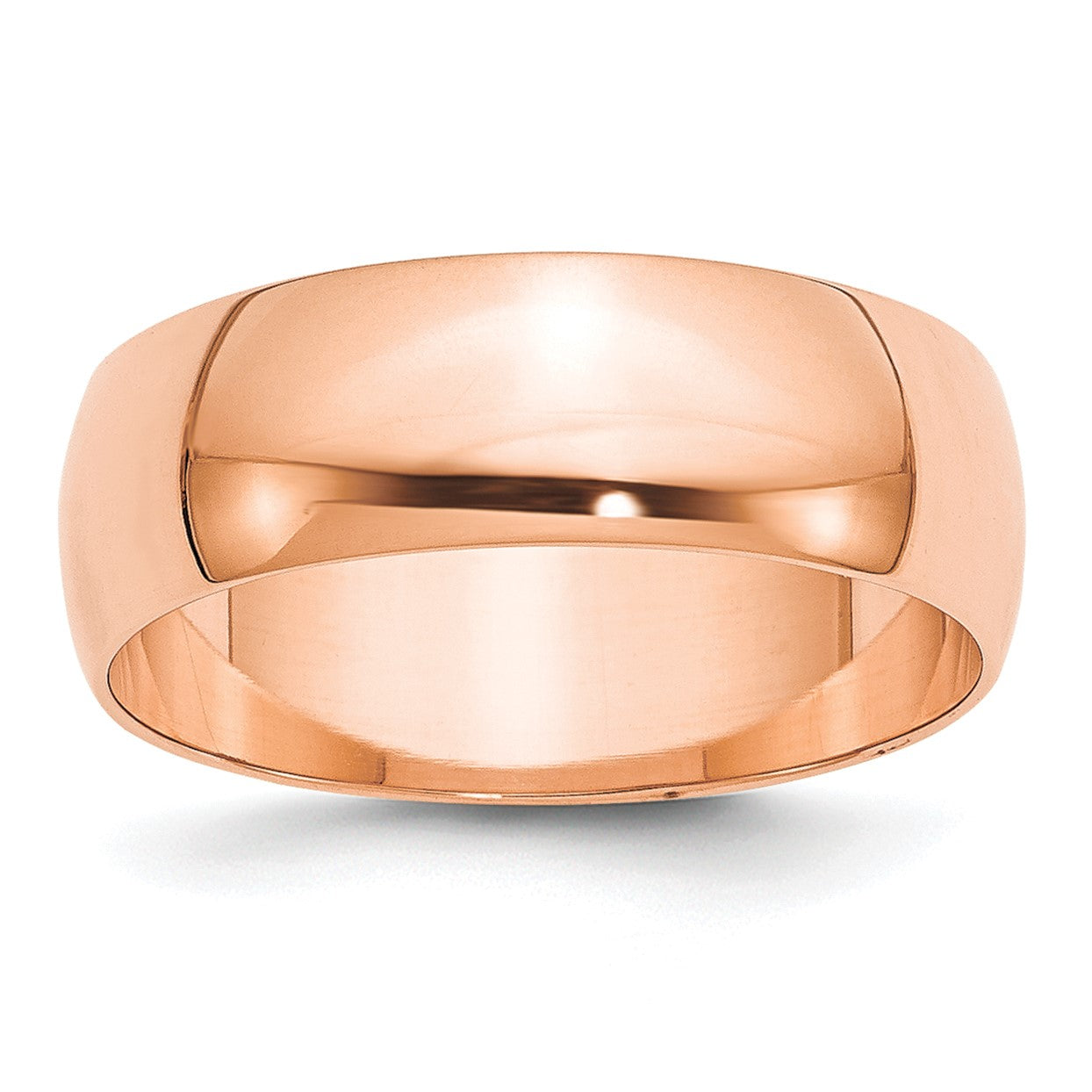 14k Rose Gold 7mm LTW Half Round Band Size 11