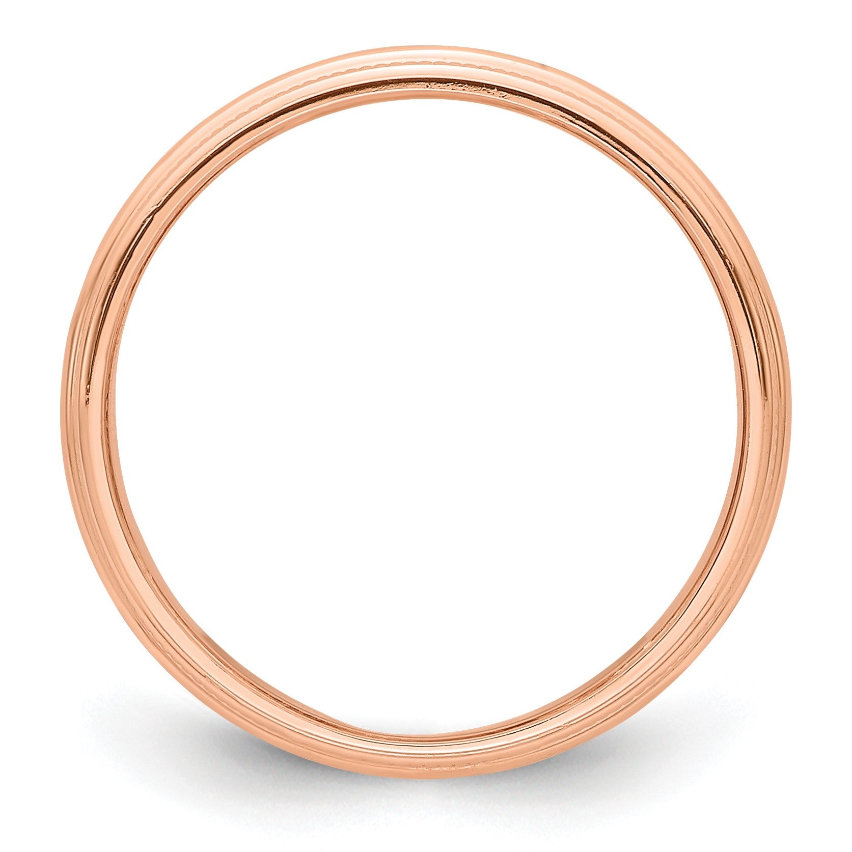 14k Rose Gold 3mm Milgrain Half-Round Wedding Band Size 4