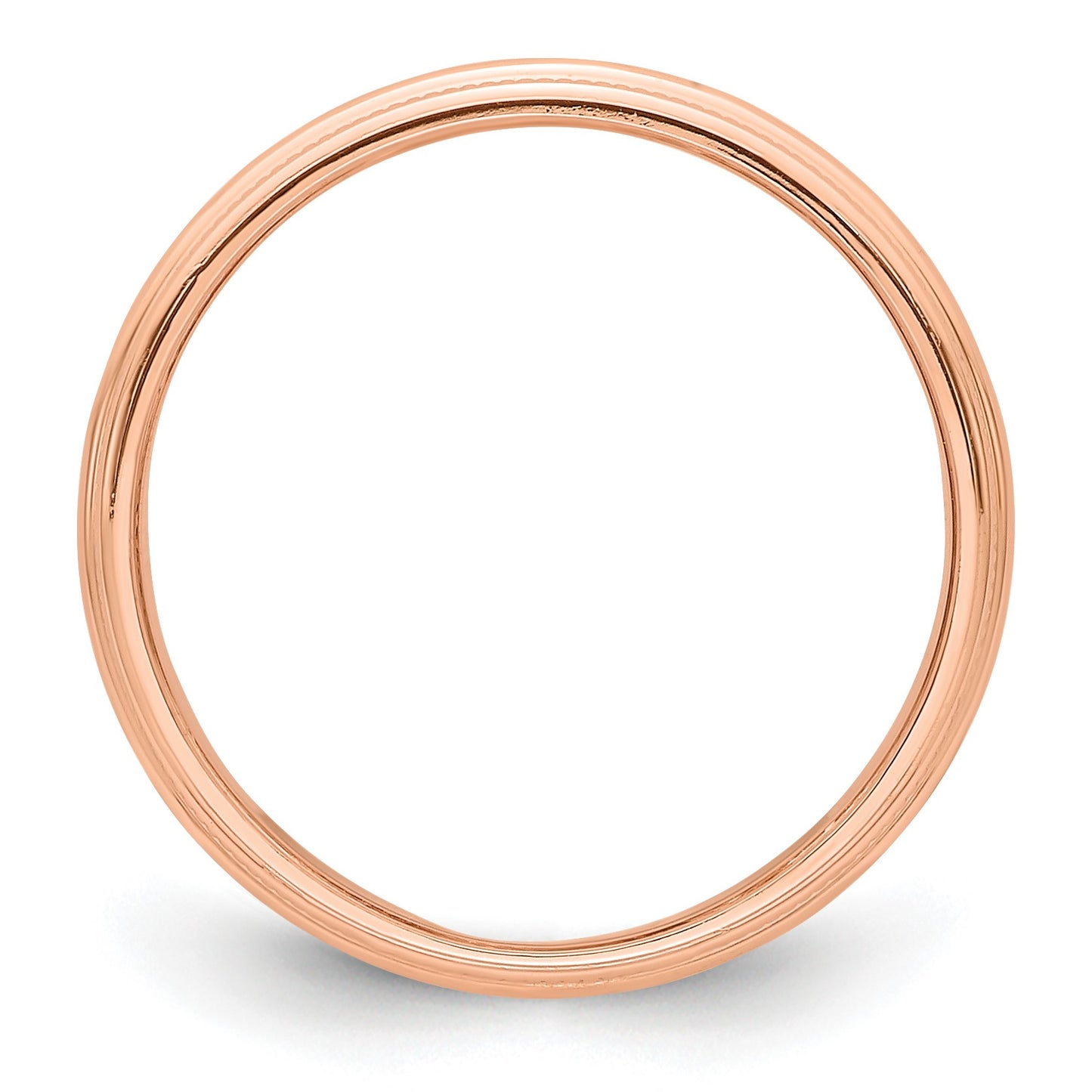 14k Rose Gold 3mm Milgrain Half-Round Wedding Band Size 6.5