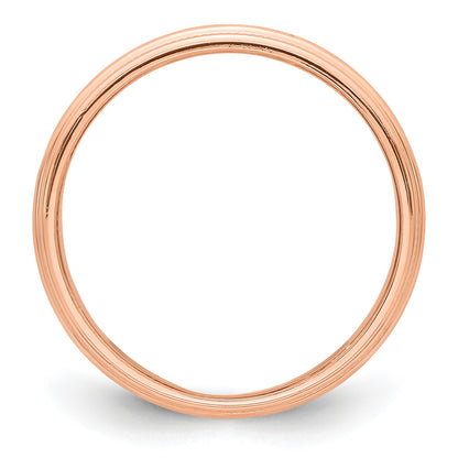 14k Rose Gold 3mm Milgrain Half-Round Wedding Band Size 6.5