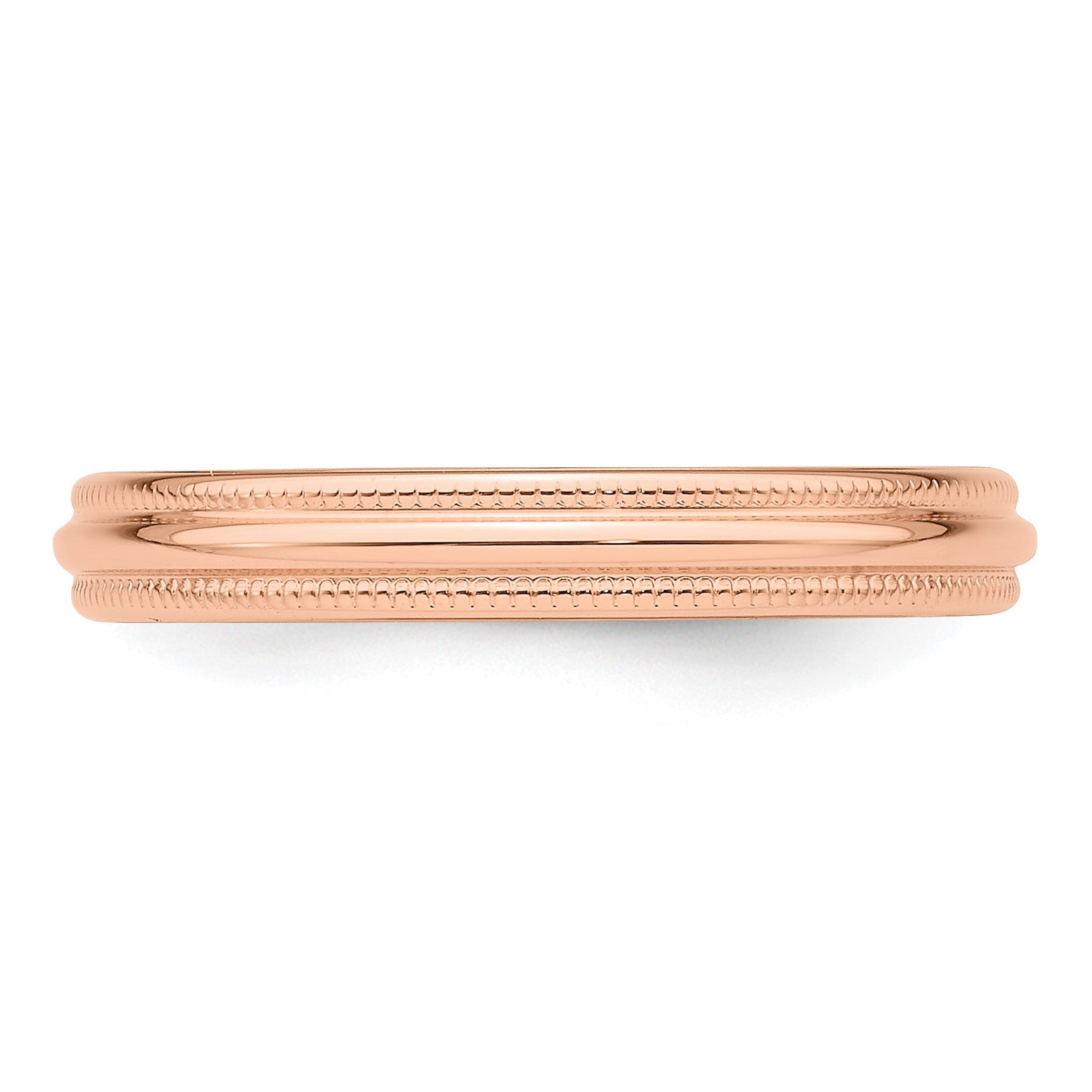 14k Rose Gold 3mm Milgrain Half-Round Wedding Band Size 11