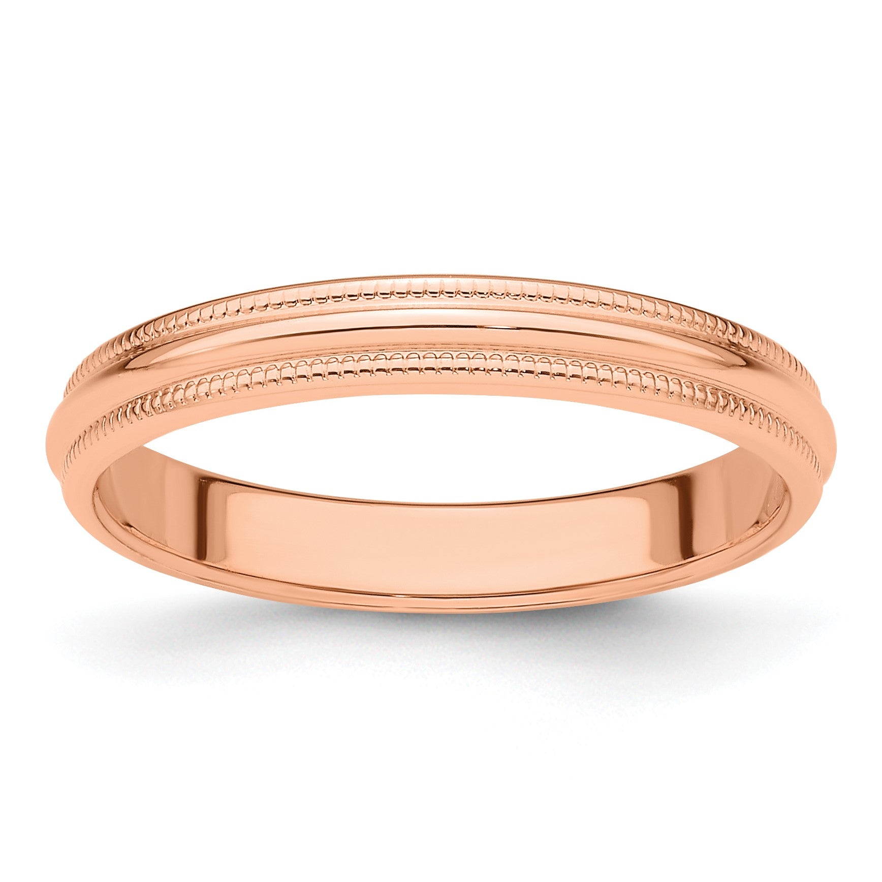 14k Rose Gold 3mm Milgrain Half-Round Wedding Band Size 4.5