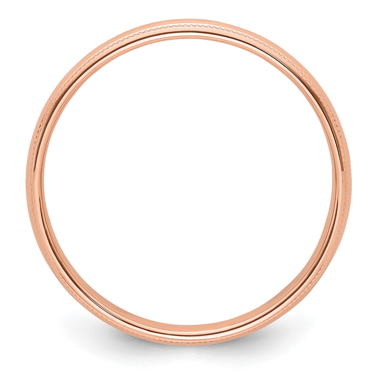 14k Rose Gold 4mm Milgrain Half-Round Wedding Band Size 10