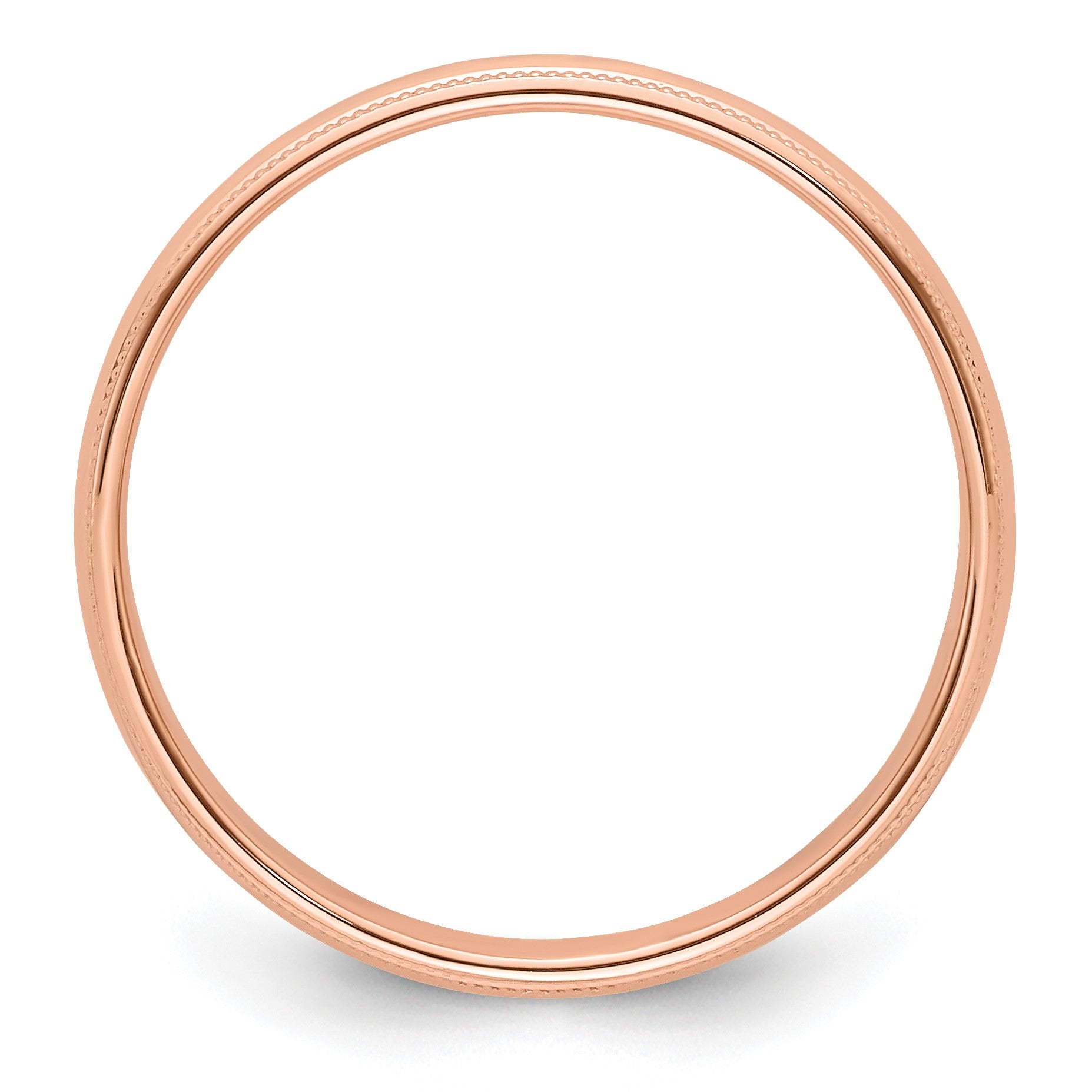 14k Rose Gold 4mm Milgrain Half-Round Wedding Band Size 10