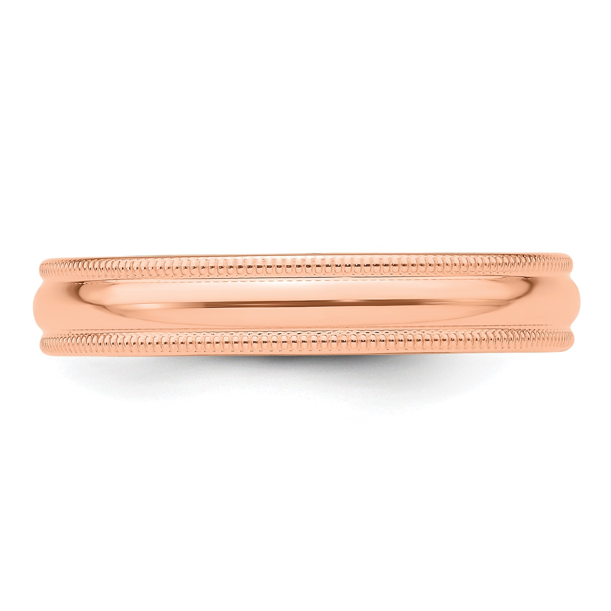 14k Rose Gold 4mm Milgrain Half-Round Wedding Band Size 10