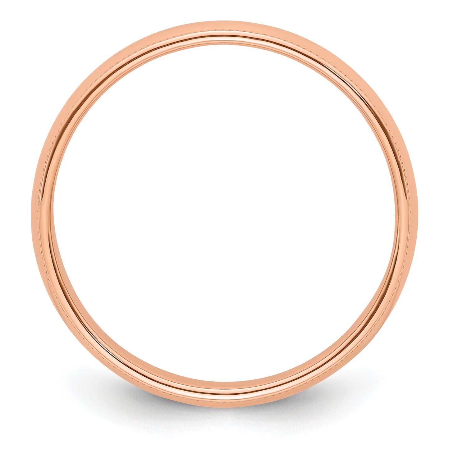 14k Rose Gold 5mm Milgrain Half-Round Wedding Band Size 7