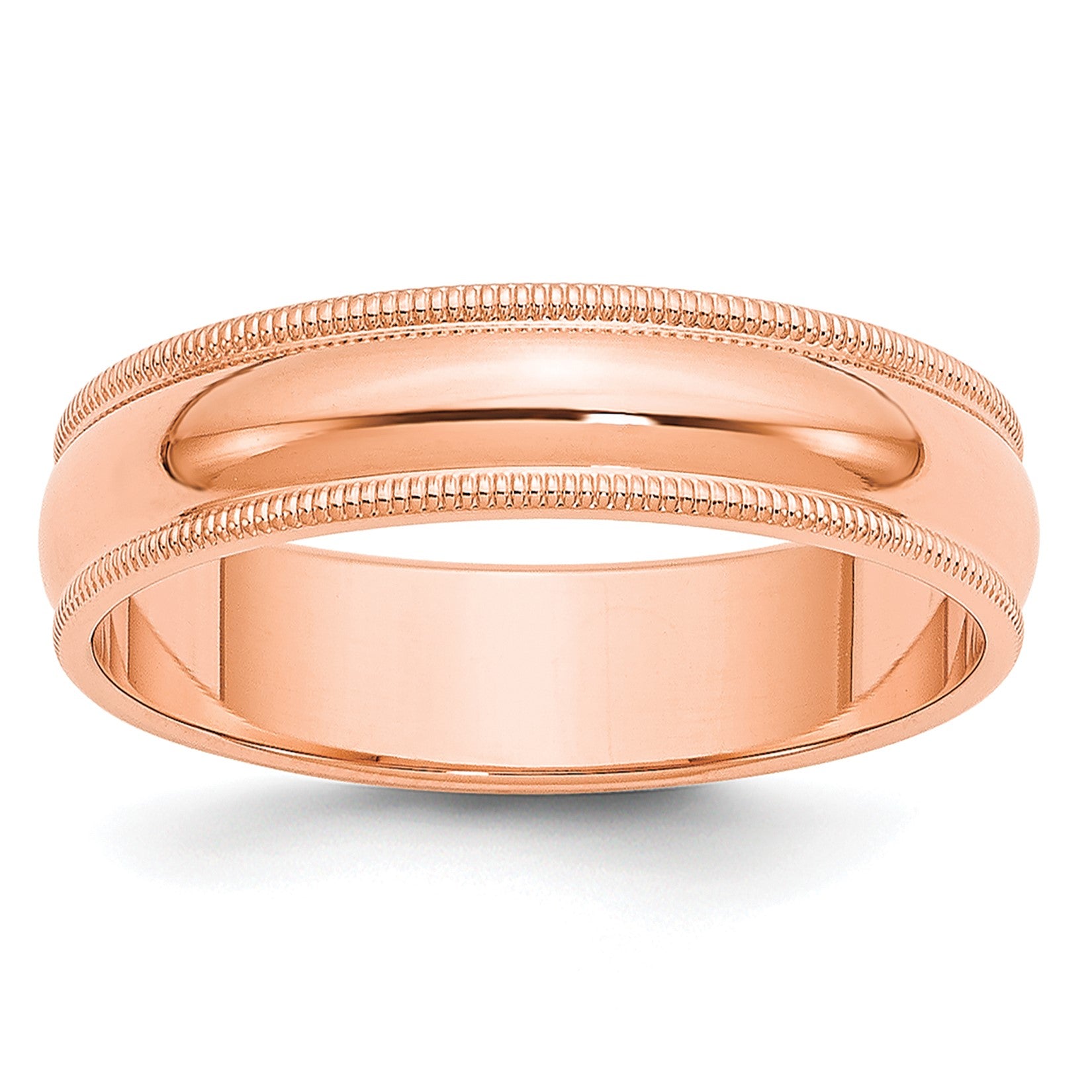 14k Rose Gold 5mm Milgrain Half-Round Wedding Band Size 11.5