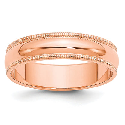 14k Rose Gold 5mm Milgrain Half-Round Wedding Band Size 11.5