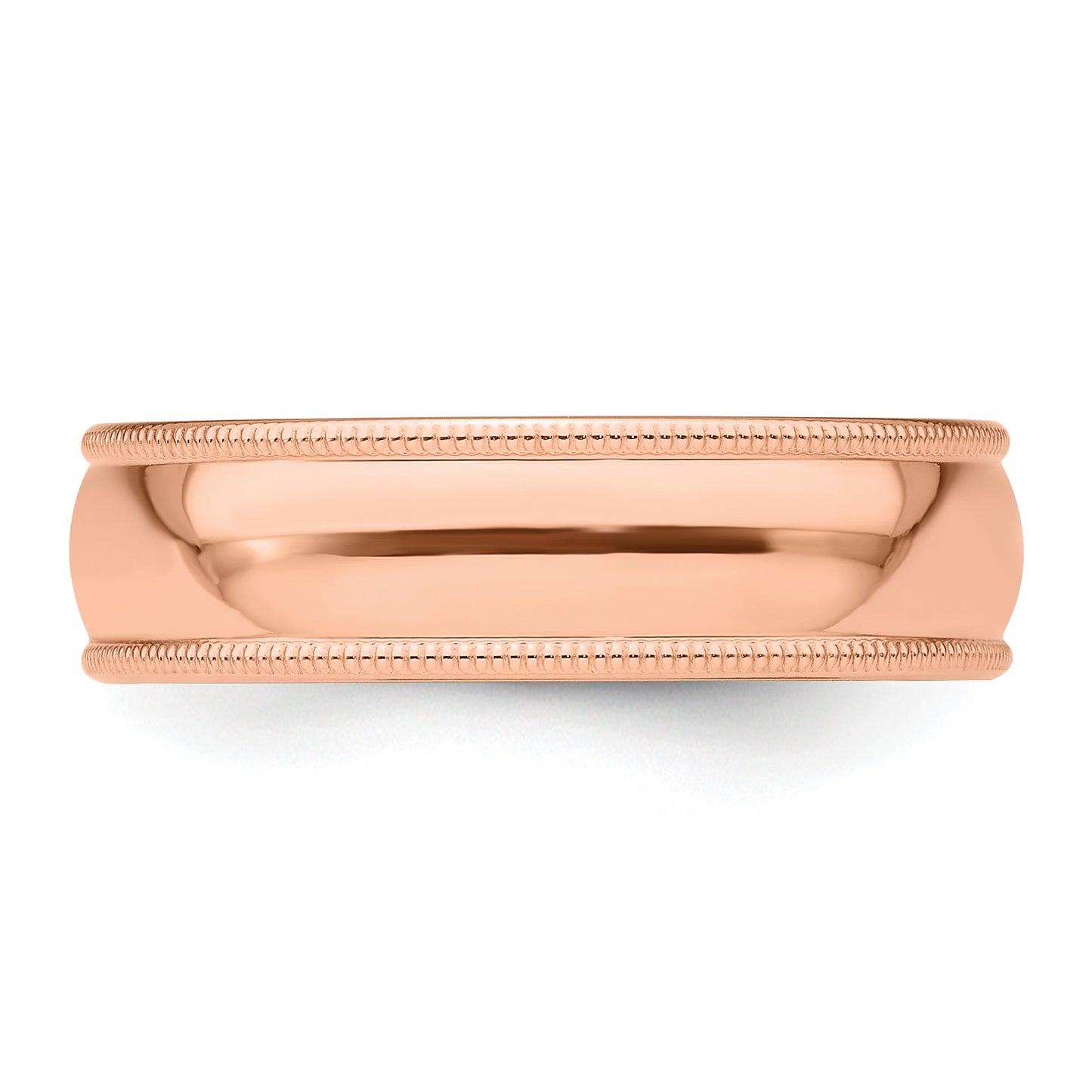 14k Rose Gold 6mm Milgrain Half-Round Wedding Band Size 10