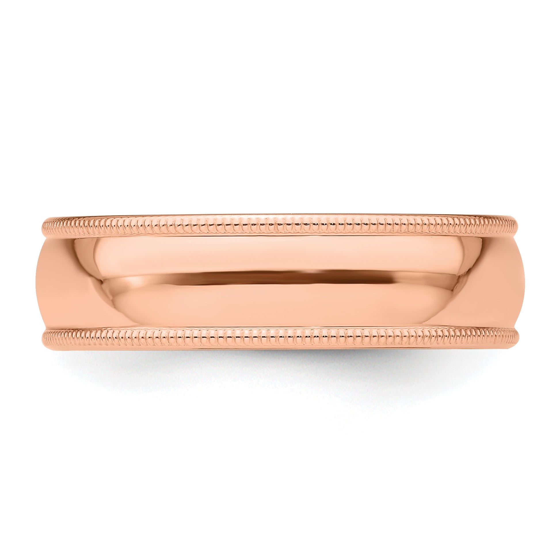 14k Rose Gold 6mm Milgrain Half-Round Wedding Band Size 10
