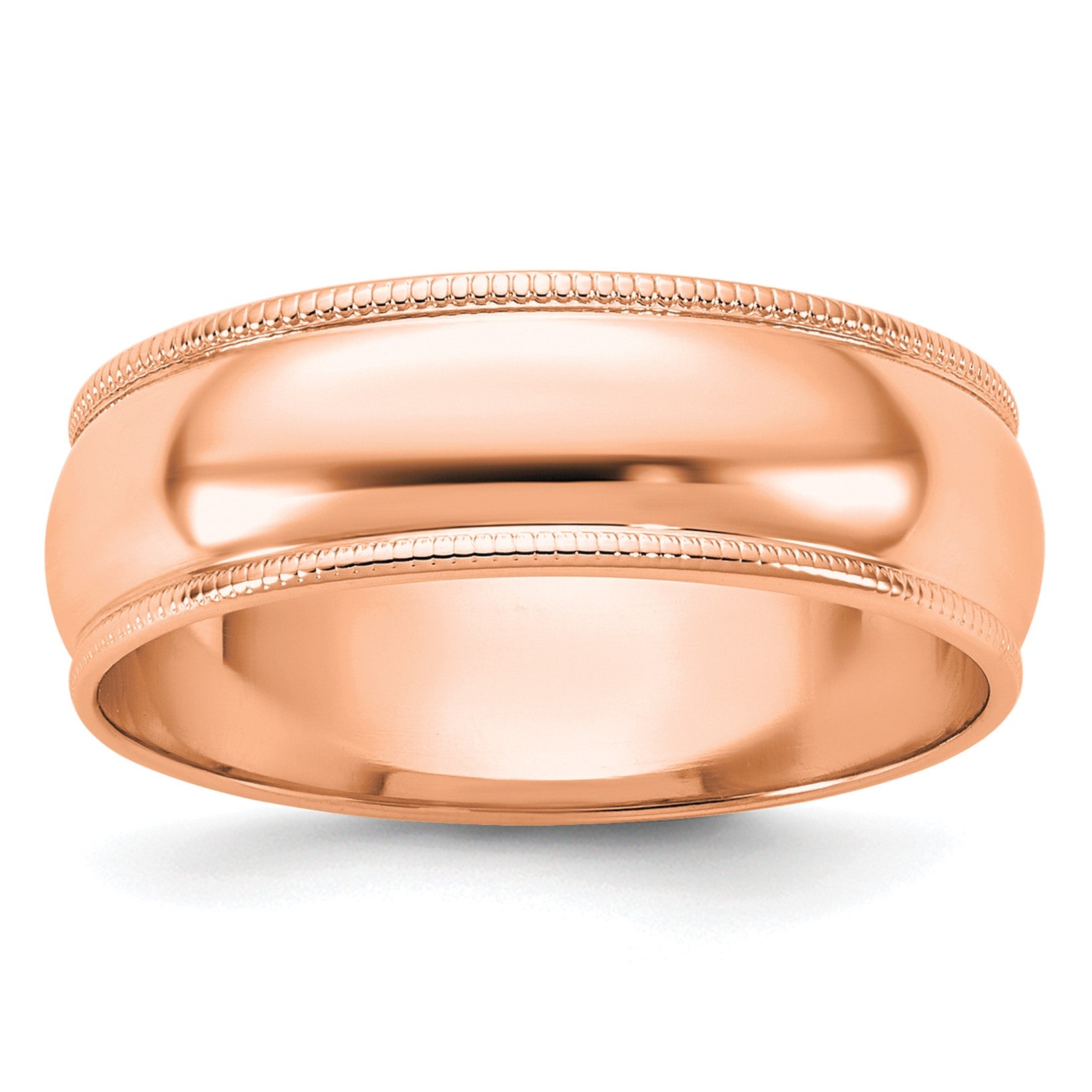 14k Rose Gold 6mm Milgrain Half-Round Wedding Band Size 11