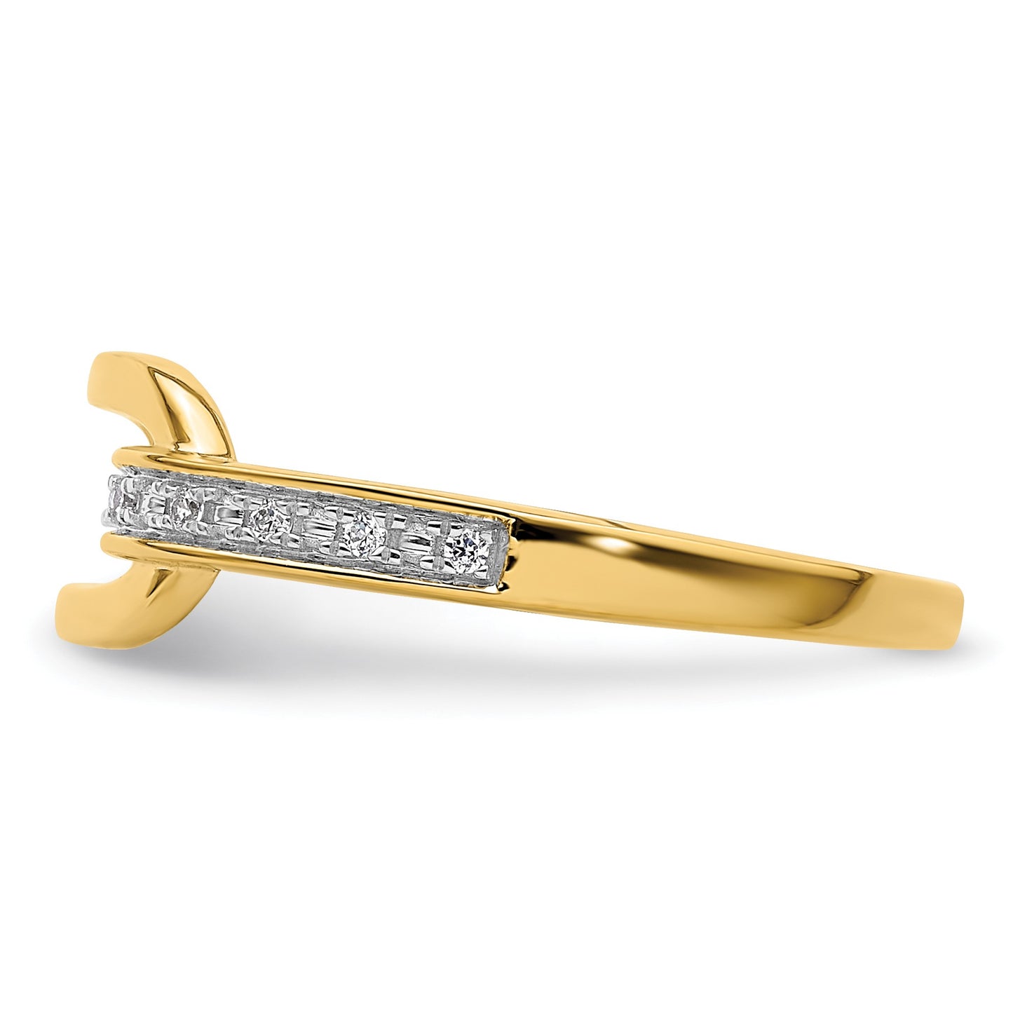 14K Polished 1/20 carat Diamond Link Fashion Ring