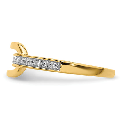 14K Polished 1/20 carat Diamond Link Fashion Ring