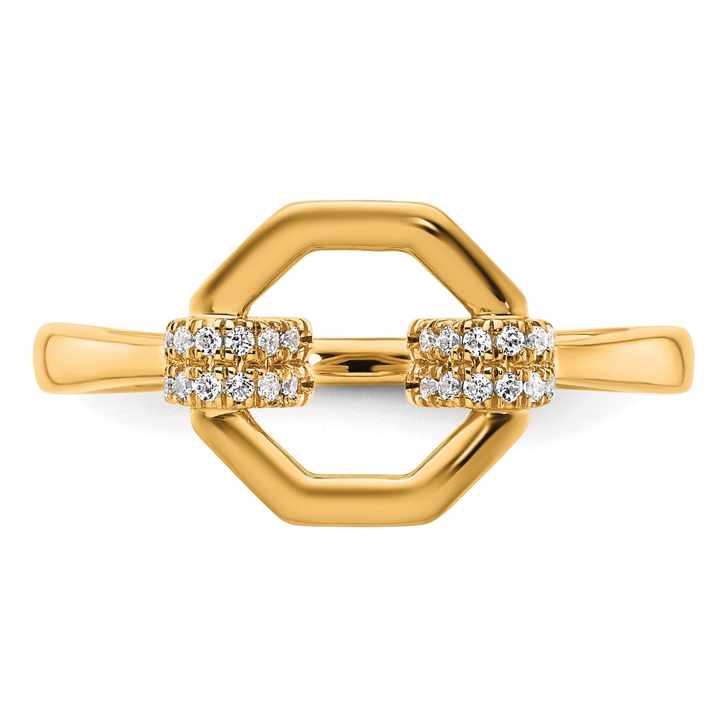 14K Polished 1/10 carat Diamond Octagon Fashion Ring
