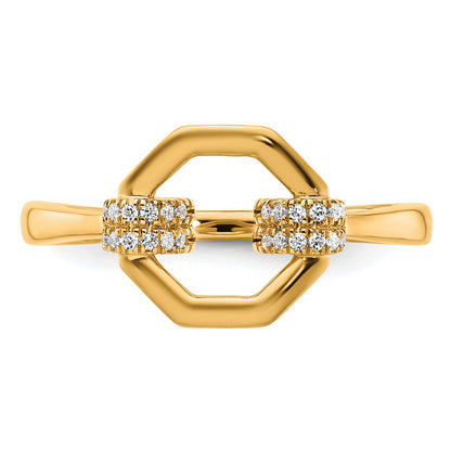 14K Polished 1/10 carat Diamond Octagon Fashion Ring