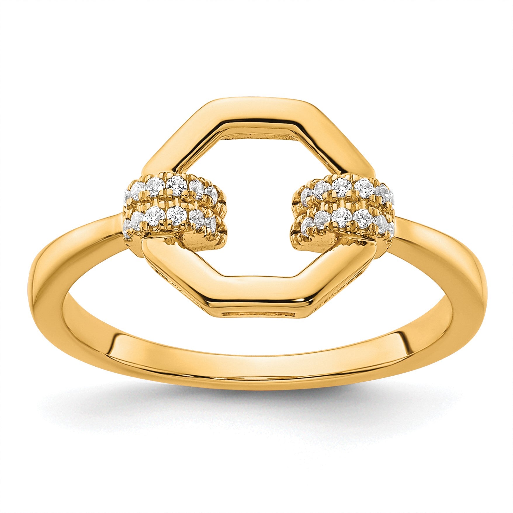 14K Polished 1/10 carat Diamond Octagon Fashion Ring