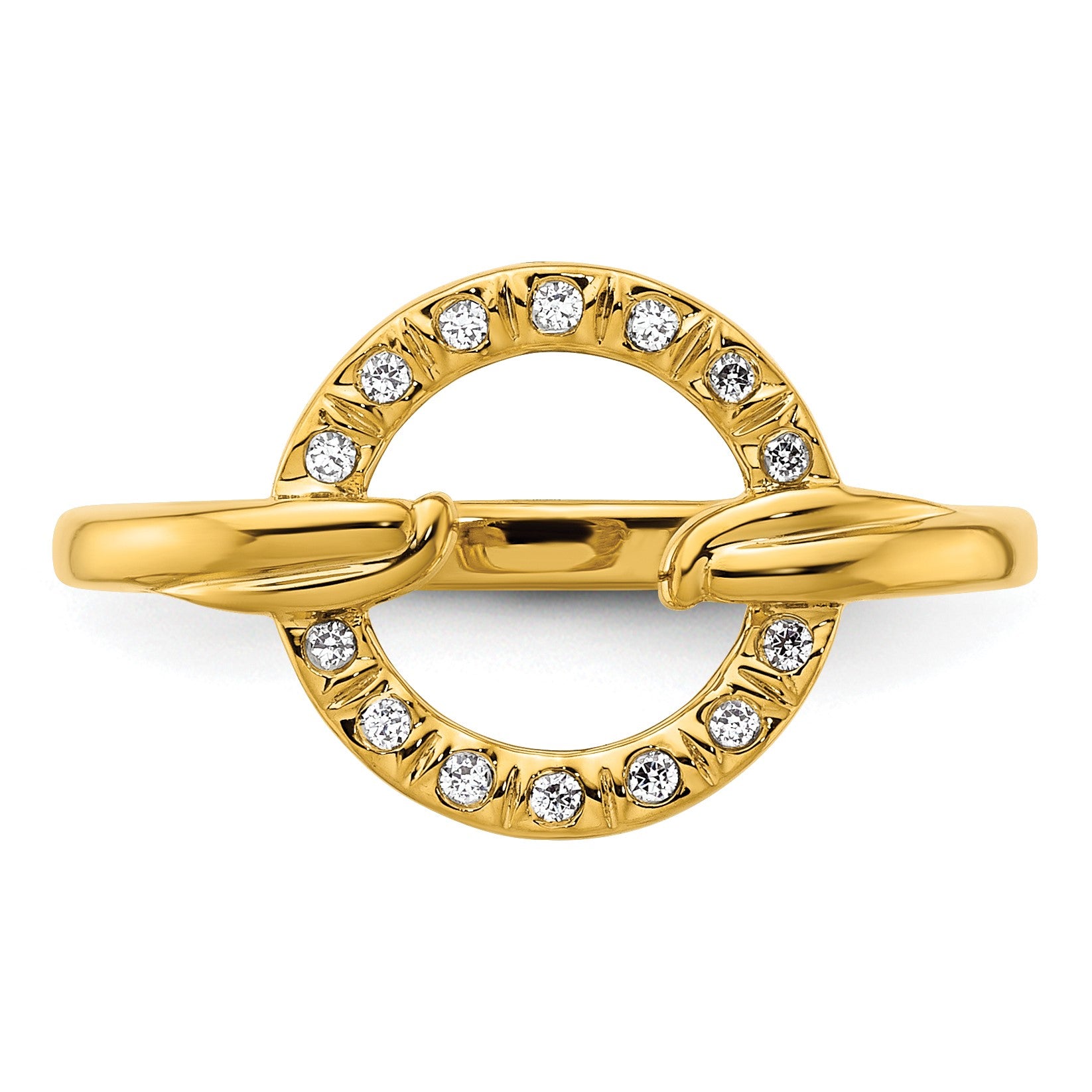14K Polished 1/15 carat Diamond Open Circle Fashion Ring
