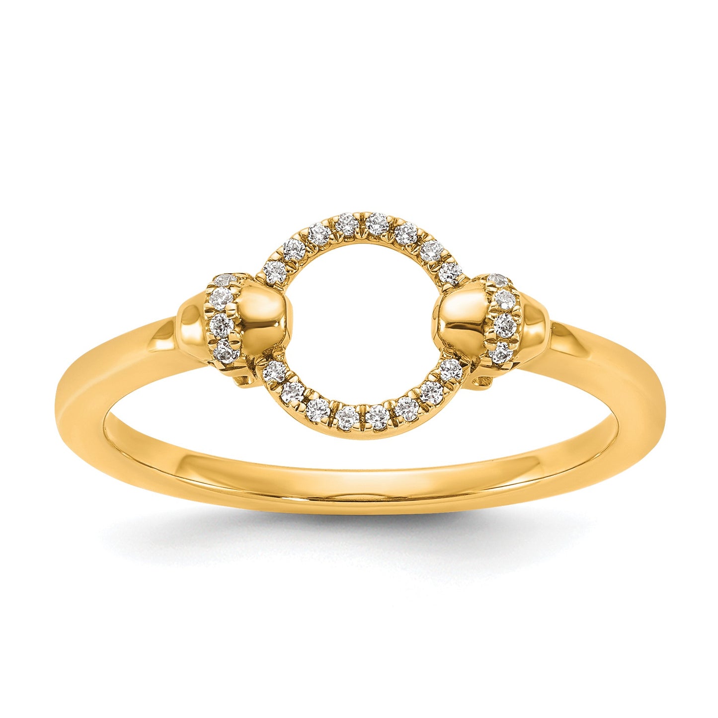 14K Polished 1/15 carat Diamond Open Circle Fashion Ring
