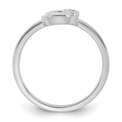 14k WG Dia. Heart w/ 1 Birthstone Mother's Circle Ring Semi-mount