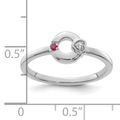 14k WG Dia. Heart w/ 1 Birthstone Mother's Circle Ring Semi-mount