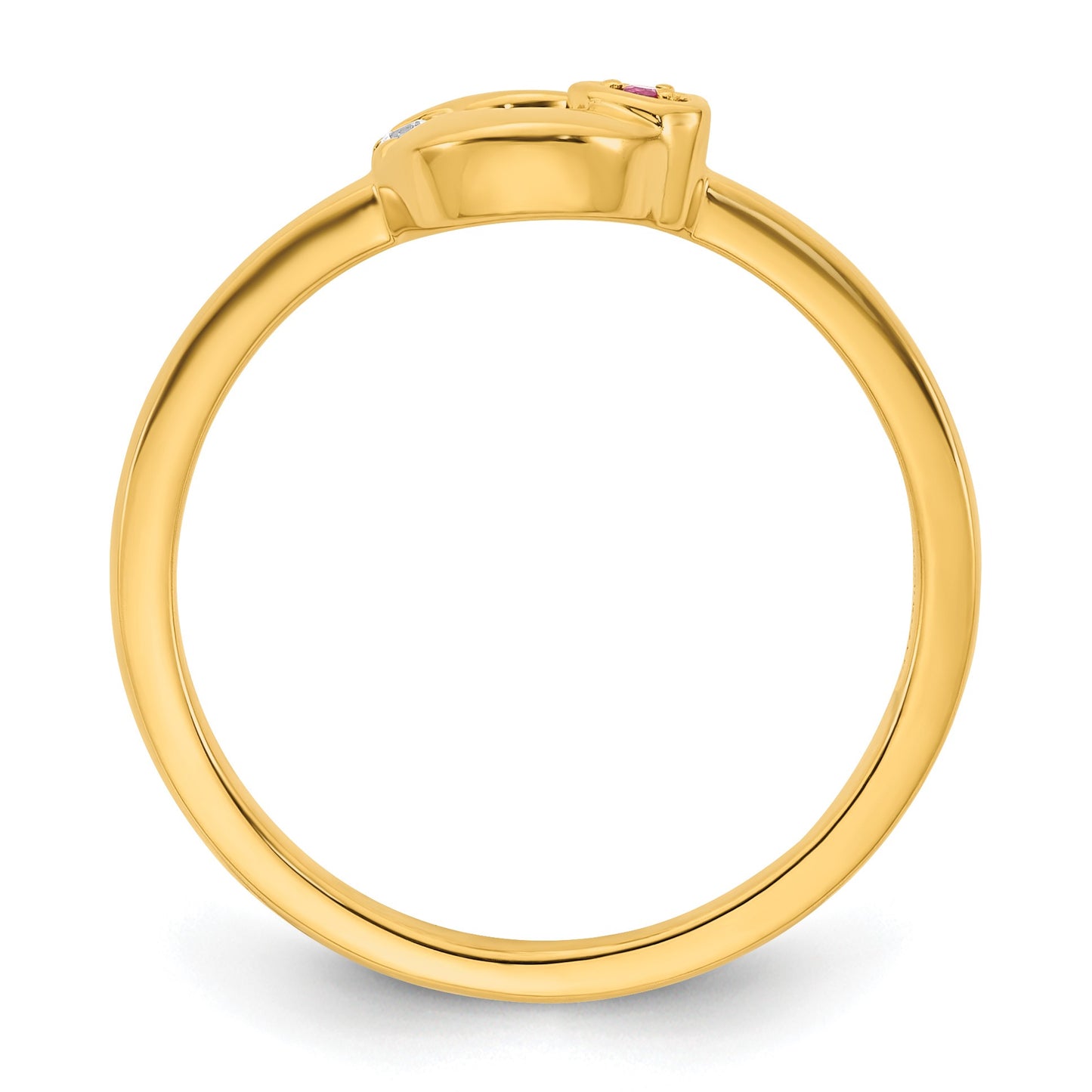 14k Dia. Heart w/ 1 Birthstone Mother's Circle Ring Semi-mount