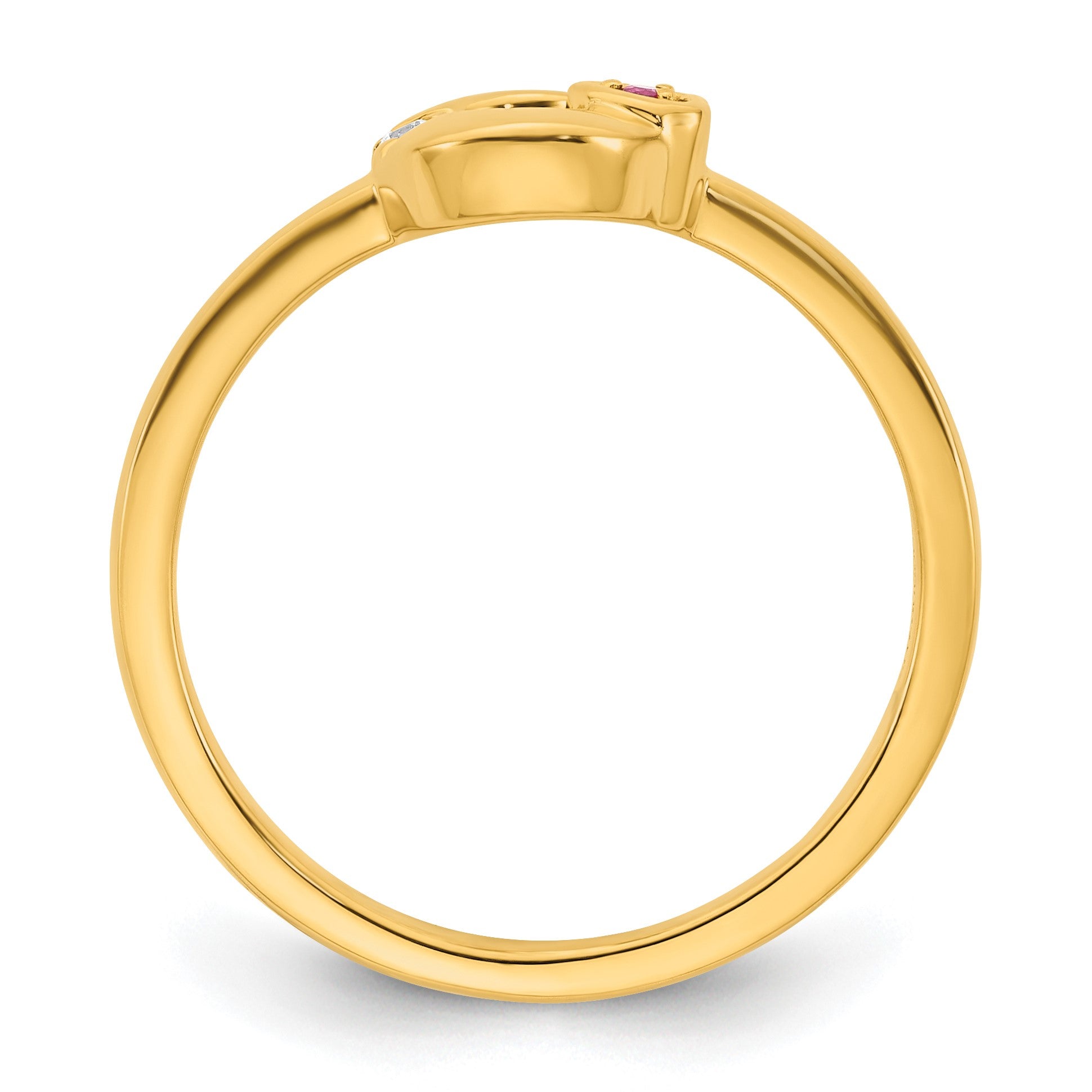 14k Dia. Heart w/ 1 Birthstone Mother's Circle Ring Semi-mount