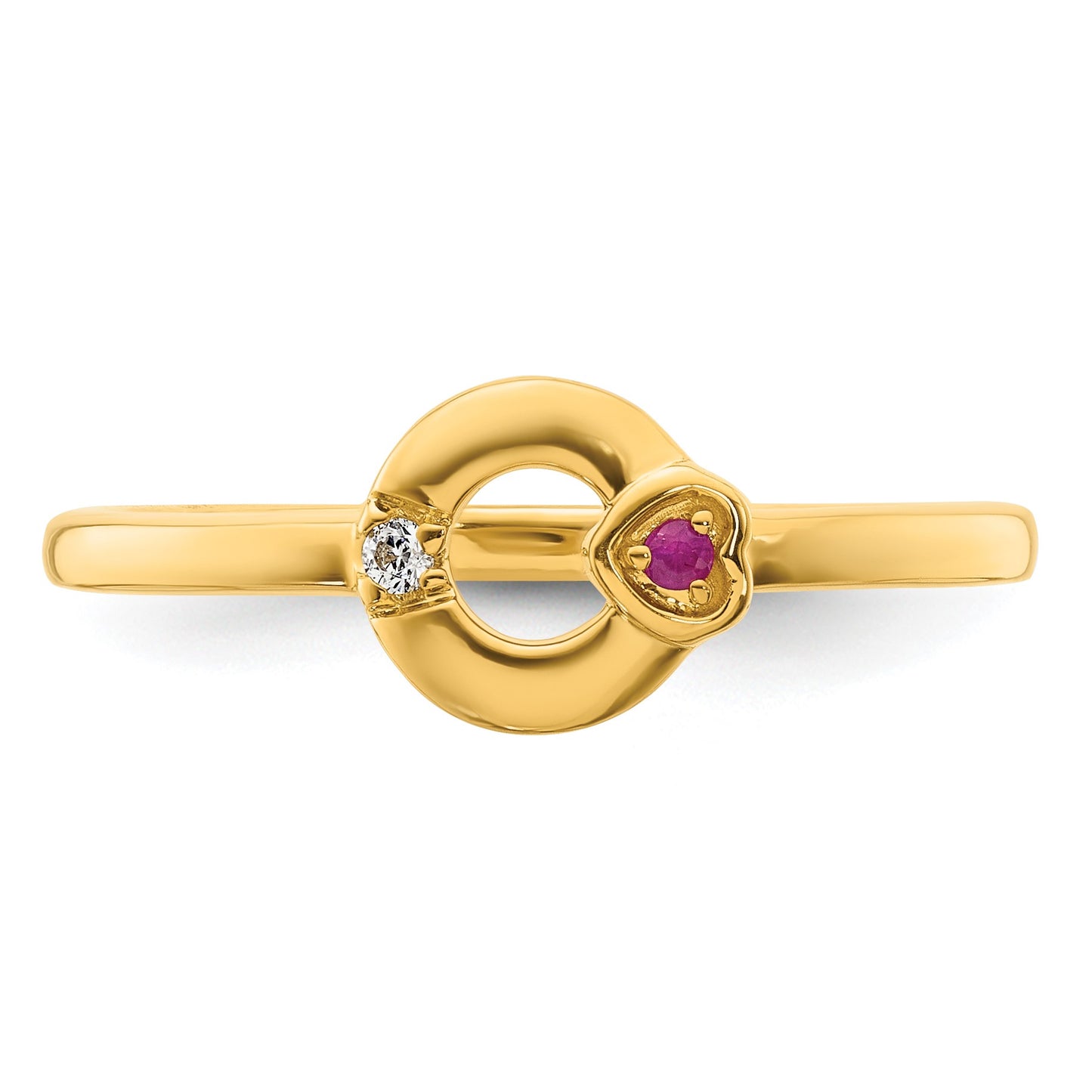 14k Dia. Heart w/ 1 Birthstone Mother's Circle Ring Semi-mount