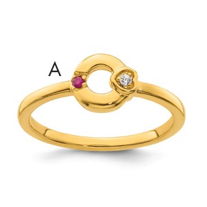 14k Dia. Heart w/ 1 Birthstone Mother's Circle Ring Semi-mount