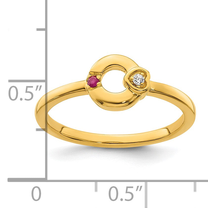 14k Dia. Heart w/ 1 Birthstone Mother's Circle Ring Semi-mount