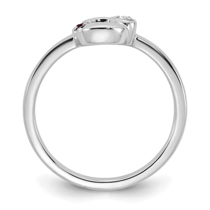 14k WG Dia. Heart w/ 2 Birthstone Mother's Circle Ring Semi-mount