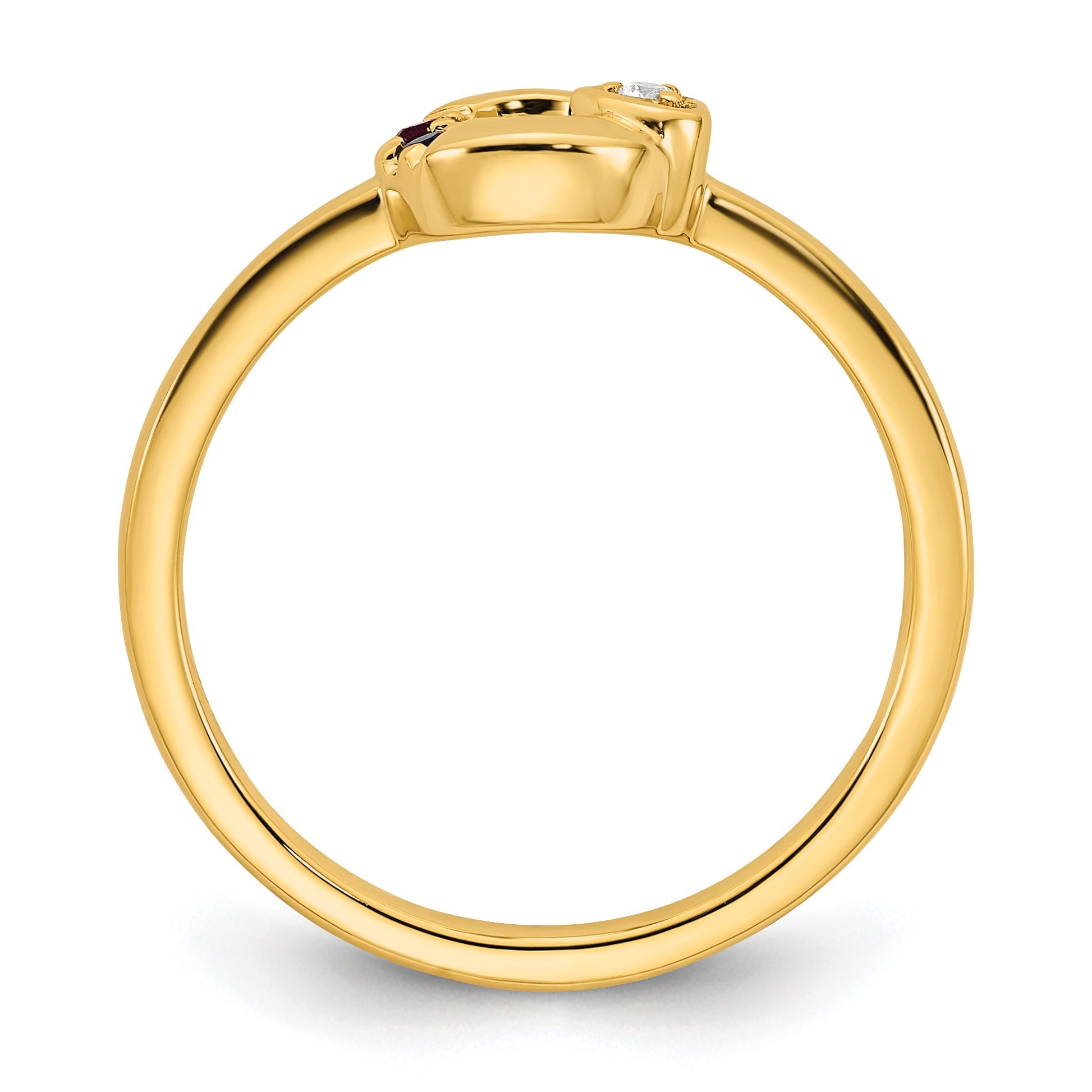 14k Dia. Heart with 2 Birthstone Mother's Circle Ring Semi-mount