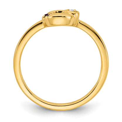 14k Dia. Heart with 2 Birthstone Mother's Circle Ring Semi-mount