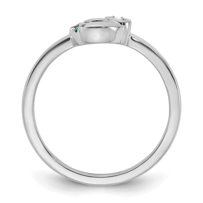 14k WG Dia. Heart W/ 3 Birthstone Mother's Circle Ring Semi-mount