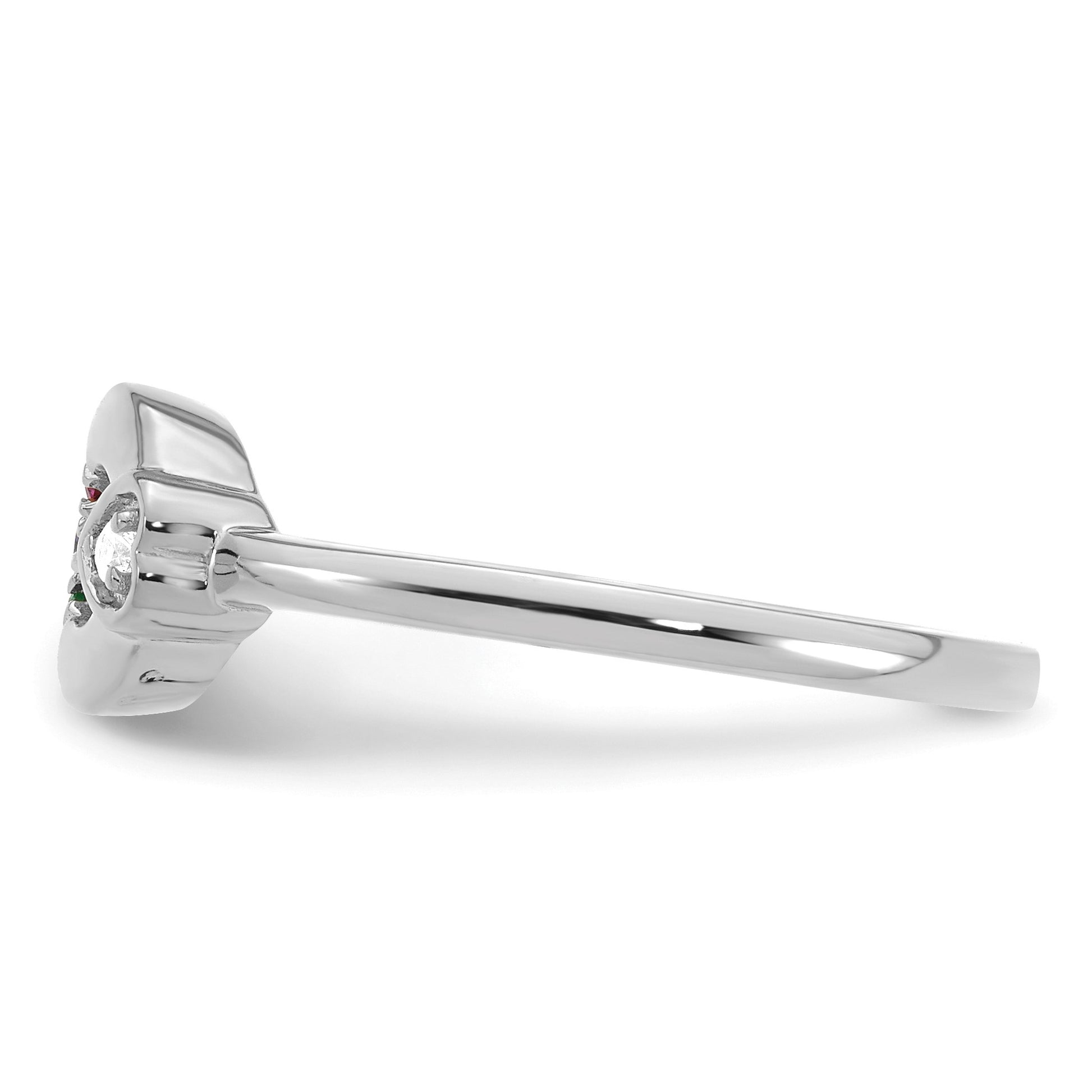 14k WG Dia. Heart W/ 3 Birthstone Mother's Circle Ring Semi-mount